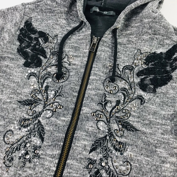 Miss me gray embellished zip up jacket - Picture 5 of 8